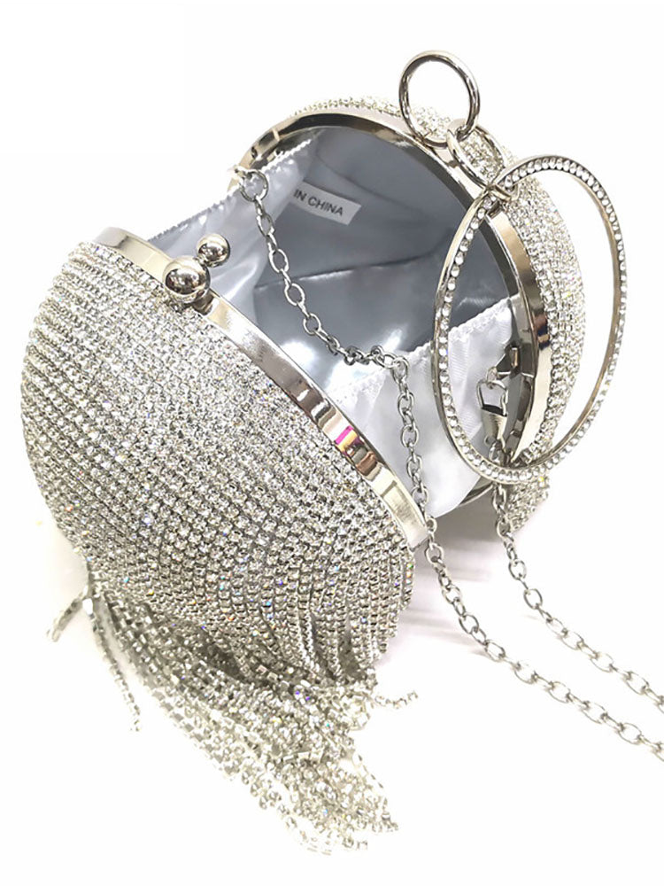 Bolso de mano con borlas de diamantes de imitación 