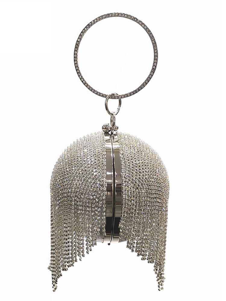 Bolso de mano con borlas de diamantes de imitación 