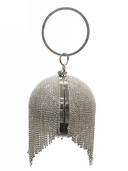 Bolso de mano con borlas de diamantes de imitación 