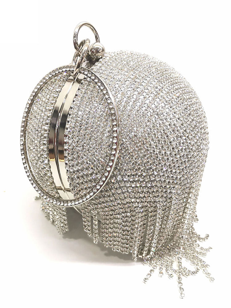 Bolso de mano con borlas de diamantes de imitación 