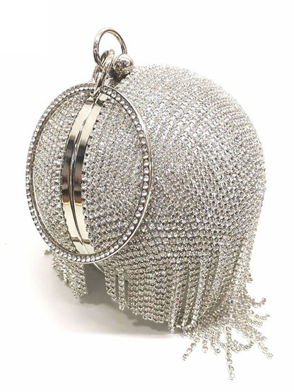 Bolso de mano con borlas de diamantes de imitación 