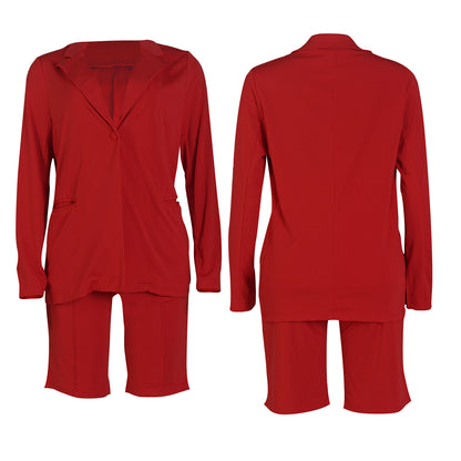 Conjuntos de pantalones cortos tipo blazer de manga larga de dos piezas