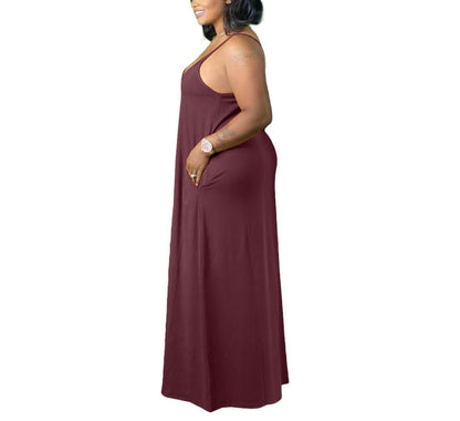 Plus Size Strap Maxi Dress With Pockets