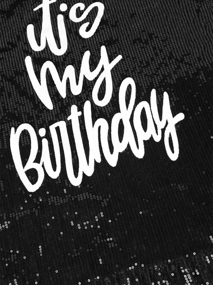 Vestido brillante de cumpleaños con dobladillo de loto y estampado brillante 