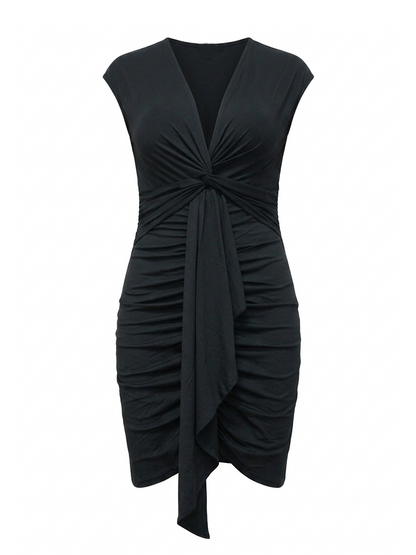 Plus Size Tie Waist Ruched Dress