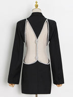 Rhinestone Backless Blazer Mini Dress
