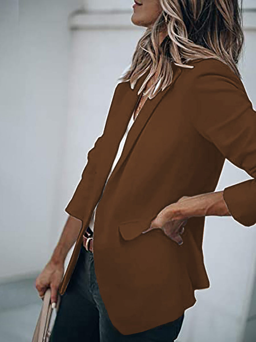 Solid Color Single Breasted Blazer