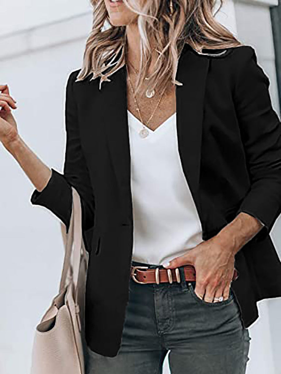 Solid Color Single Breasted Blazer