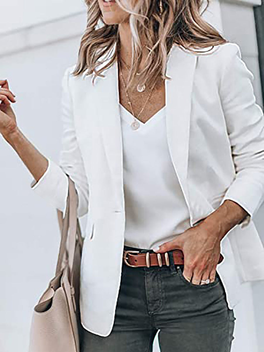 Solid Color Single Breasted Blazer