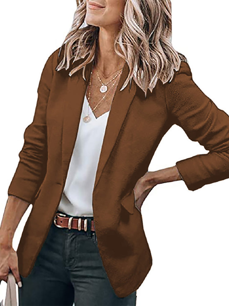 Solid Color Single Breasted Blazer