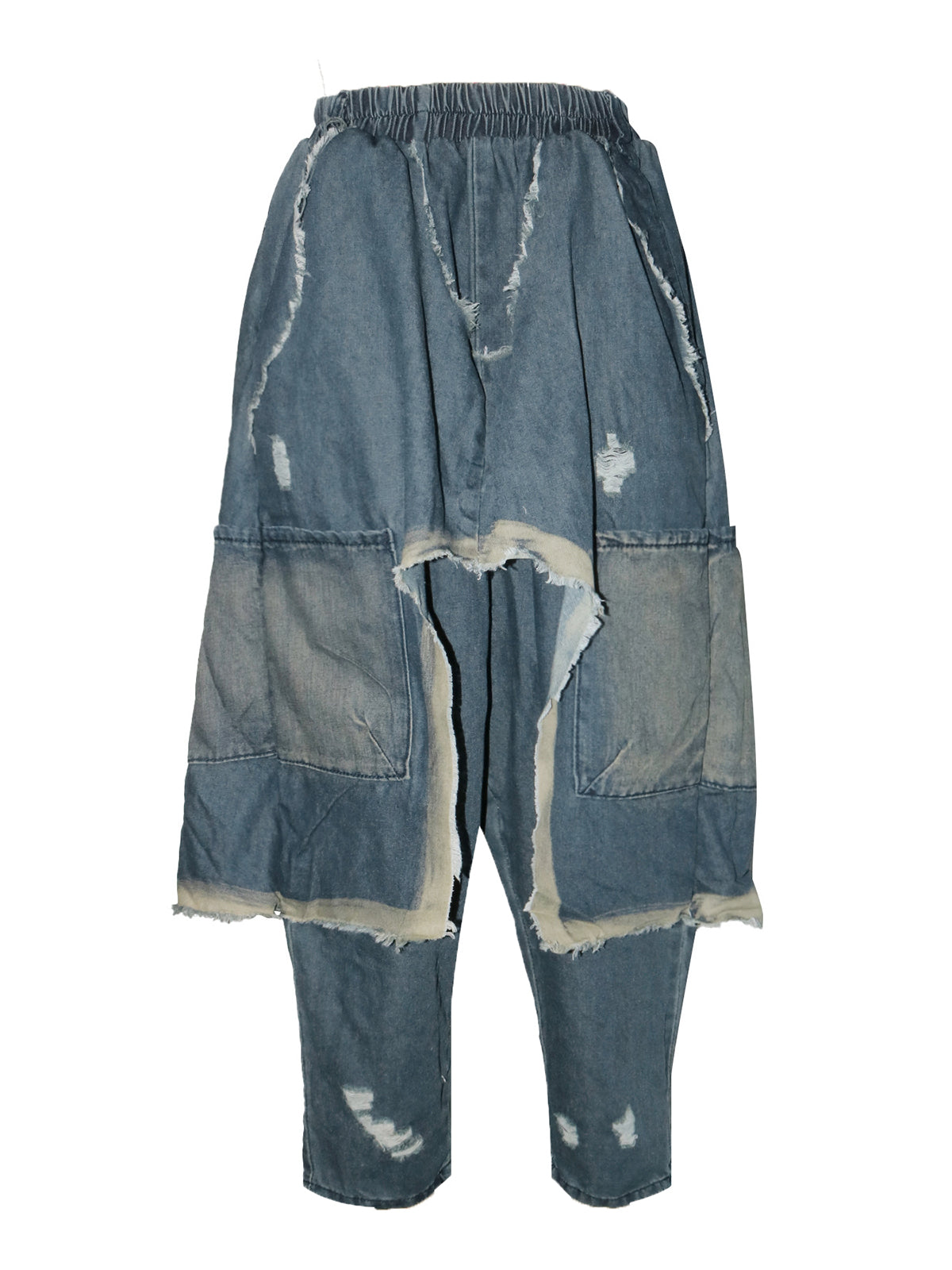 Distressed  Denim Harem Pants