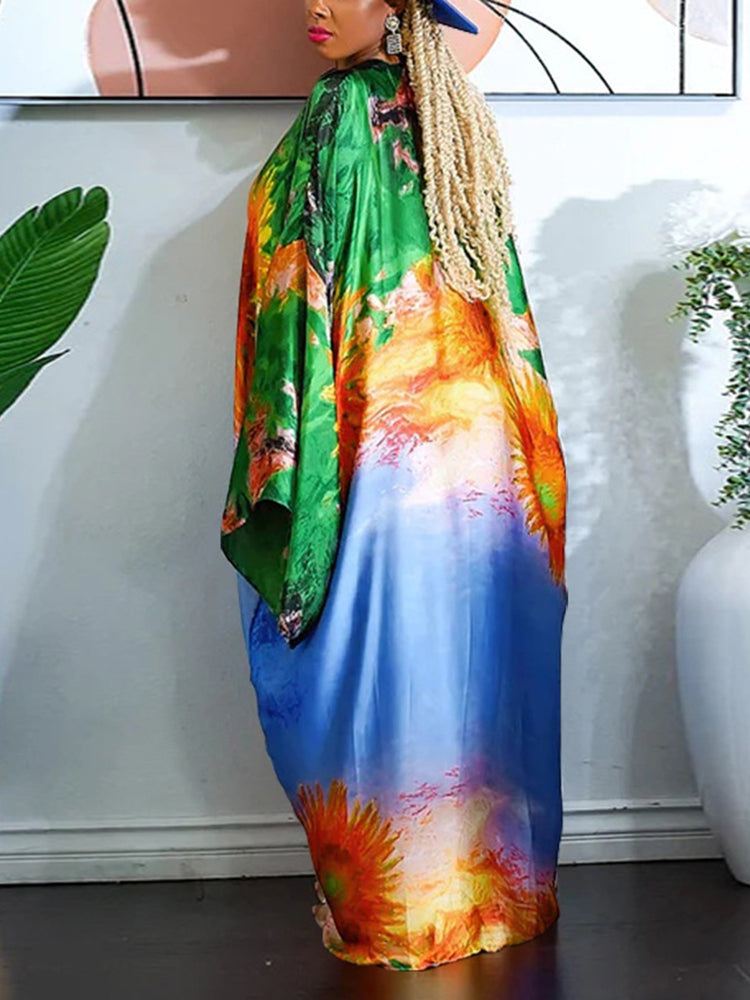 Cárdigan tipo pareo de playa con estampado floral de seda 