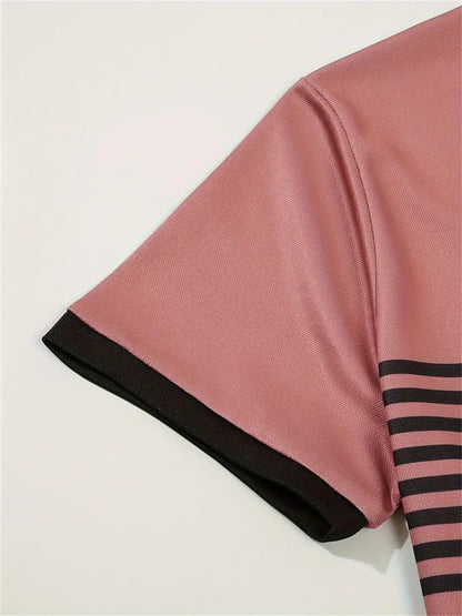 Mens Color Block Striped Polo Shirts