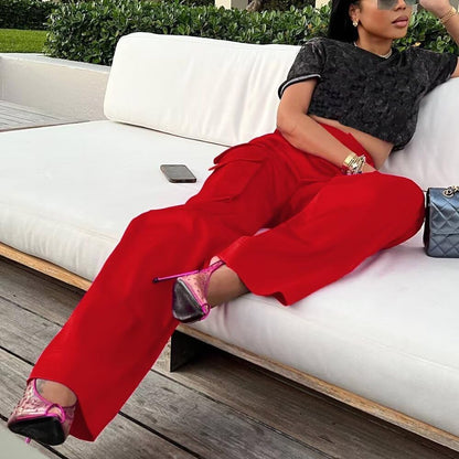 High Wasited Wide Leg Pants with Pockets