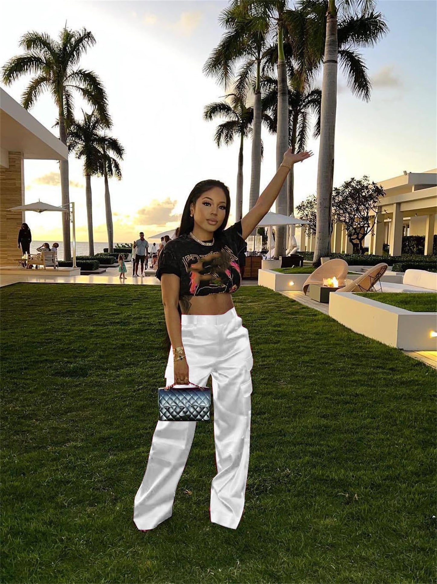 High Wasited Wide Leg Pants with Pockets