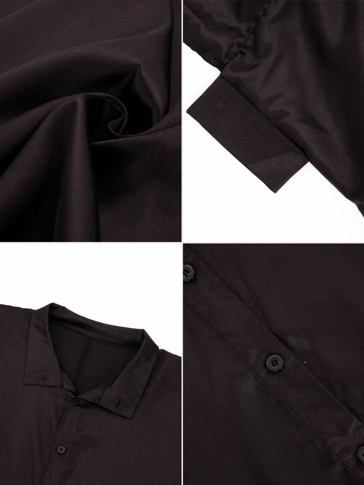 Blusa sedosa con botones y manga de murciélago holgada irregular 