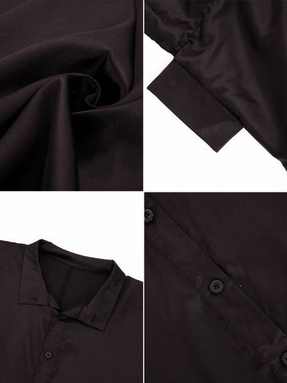 Blusa sedosa con botones y manga de murciélago holgada irregular 