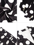 Conjuntos de pantalones de dos piezas con estampado de lunares y cinturón 