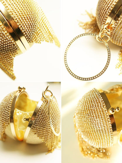 Bolso de mano con borlas de diamantes de imitación 