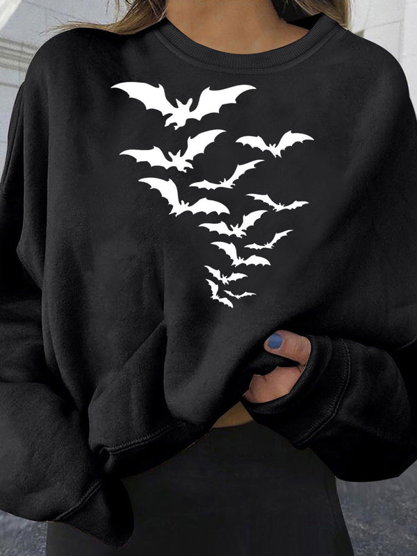 Halloween Bat Print Oversized Sweatshirt