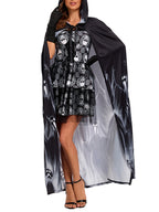Halloween Costume Set Skeleton Cape Dress