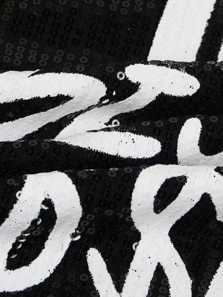 Sequin Letter Print Mini Dress