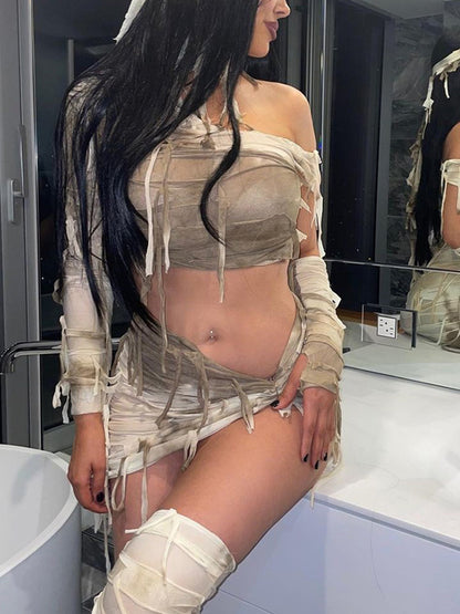 Halloween Fringe Crop Top Tie-Dye Set