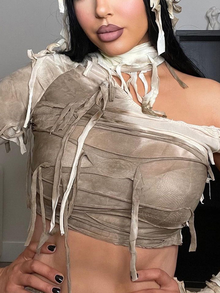 Halloween Fringe Crop Top Tie-Dye Set