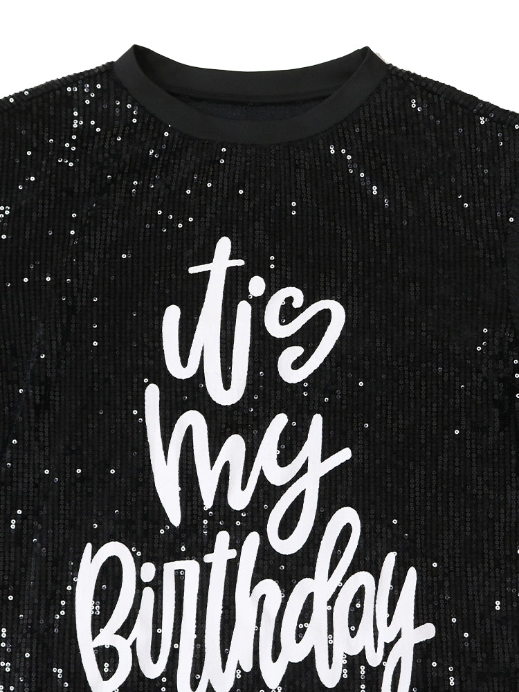 Vestido brillante de cumpleaños con dobladillo de loto y estampado brillante 