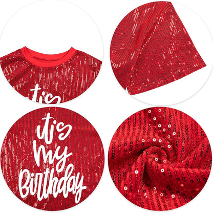 Vestido brillante de cumpleaños con dobladillo de loto y estampado brillante 
