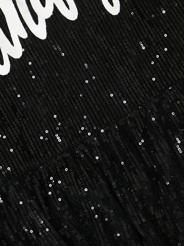 Vestido brillante de cumpleaños con dobladillo de loto y estampado brillante 