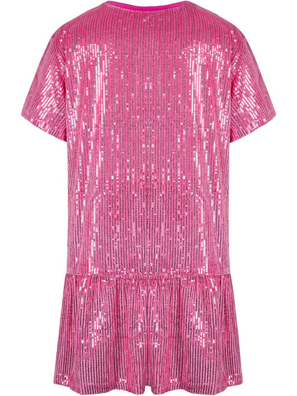 Vestido brillante de cumpleaños con dobladillo de loto y estampado brillante 