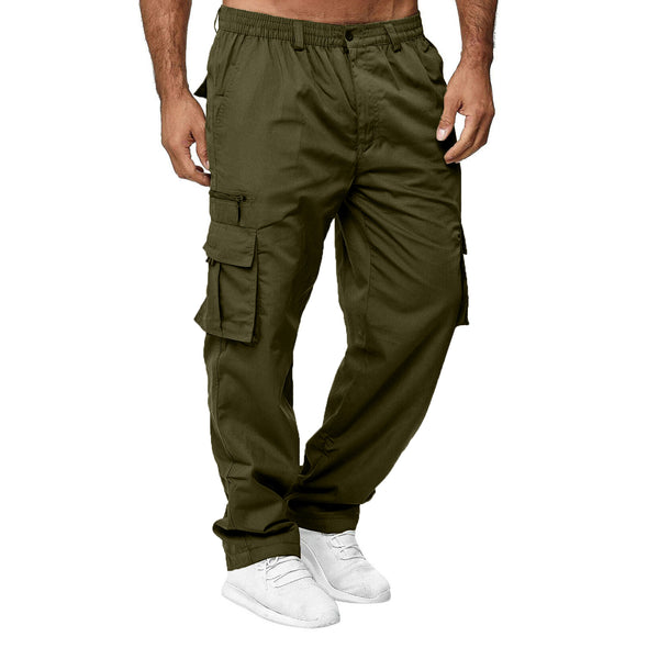 Mens Solid Color Fit Hiking Trousers with Pockets