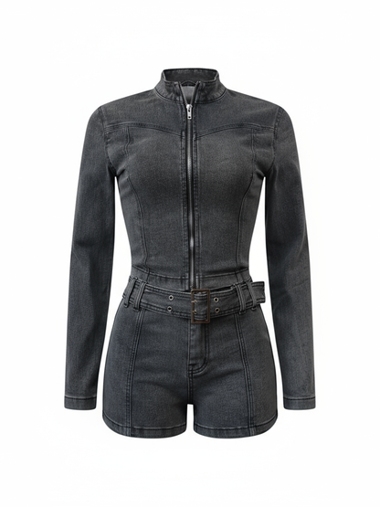 Two Piece Denim Shorts Set