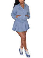 Two Piece Hoodie Crop Top Skirt Set