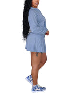 Two Piece Hoodie Crop Top Skirt Set