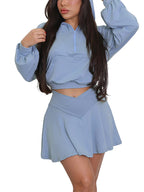 Two Piece Hoodie Crop Top Skirt Set