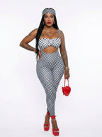 Polka Dot Headscarf Bandeau Jumpsuit Set