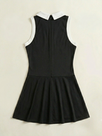 Color Block Lapel Athletic Mini Dress