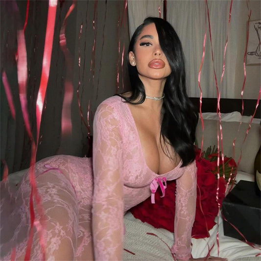 Monos ajustados de manga larga de malla