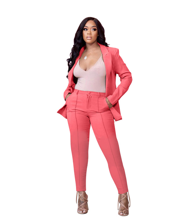 Two Piece Long Sleeve Blazer & Pants Suits