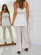 Two Piece Mesh Lace Tube Top Pants Sets