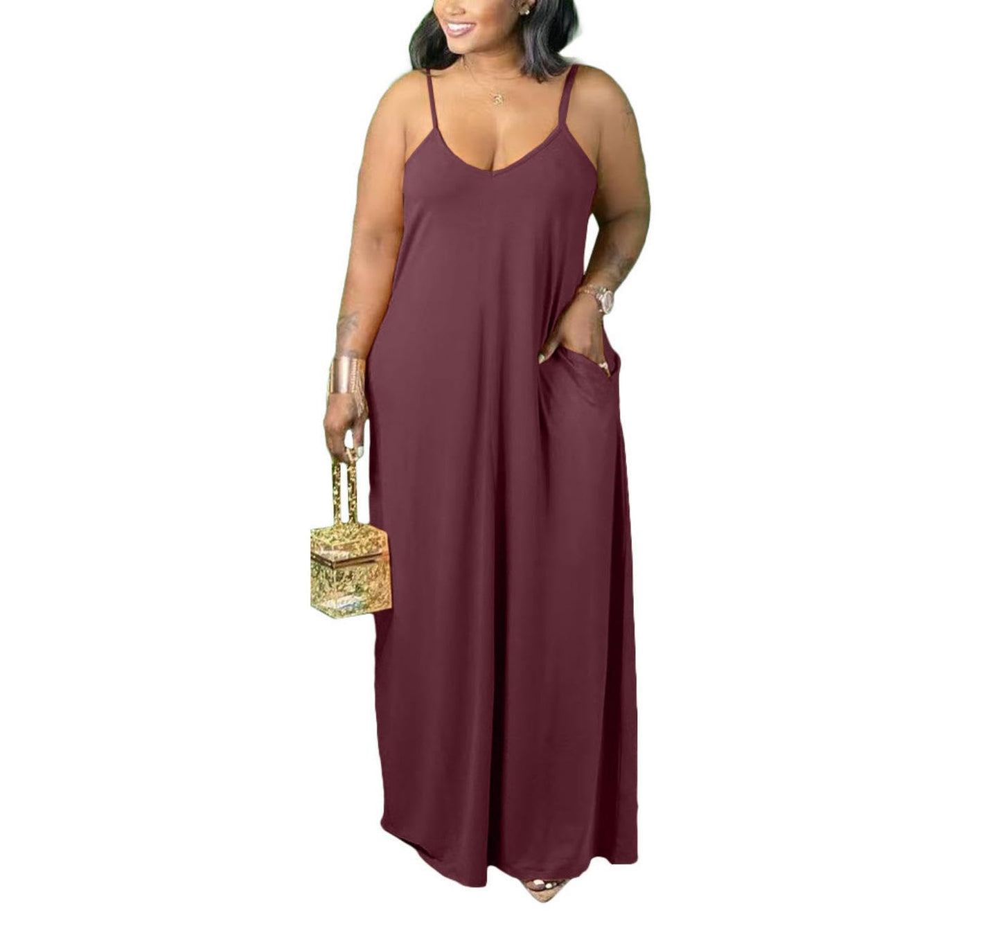 Plus Size Strap Maxi Dress With Pockets