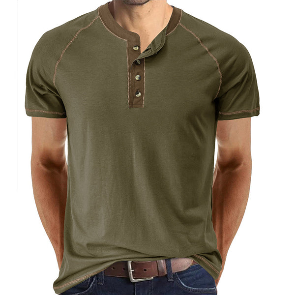 Mens Short Sleeve Button Casual Slim Tops
