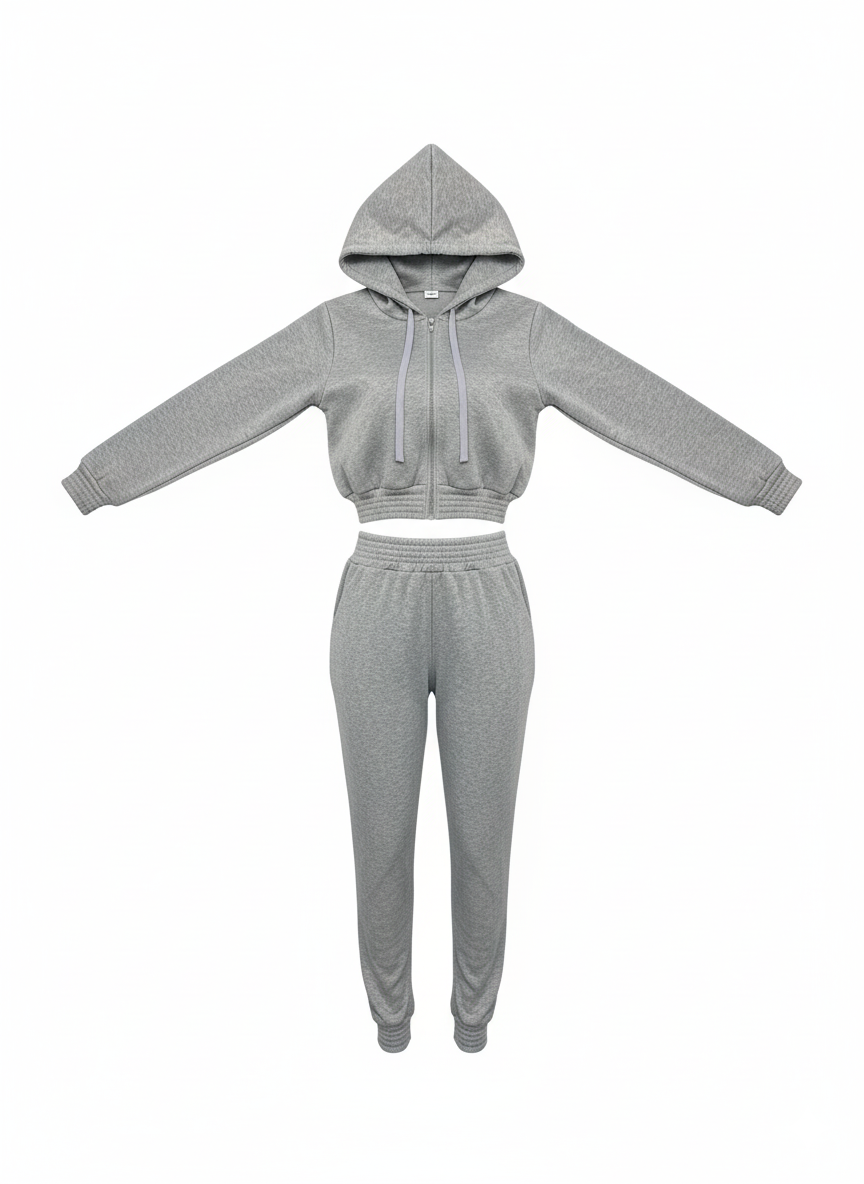 Two Piece Fleece Lined Hoodie Sweatshirt Pants Set