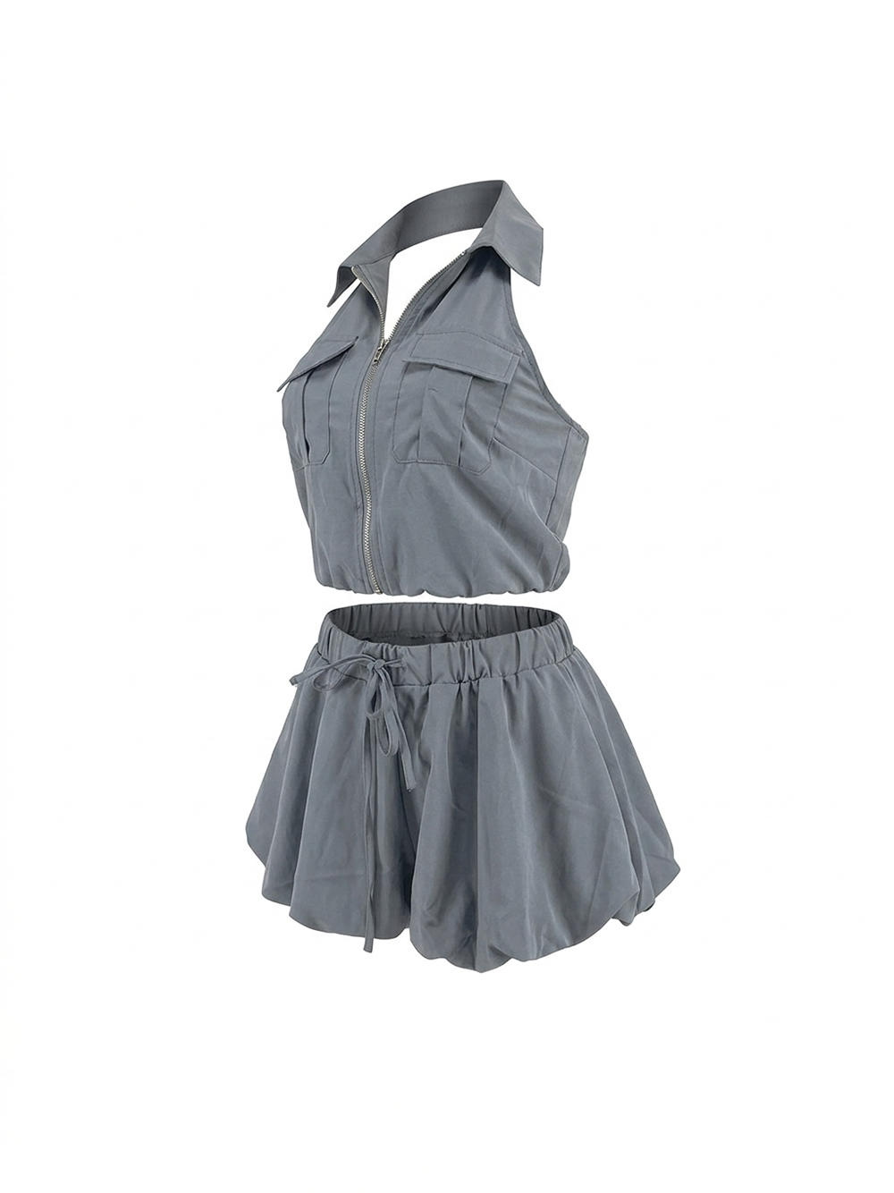 Halter Backless Crop Top Mini Skirt Set