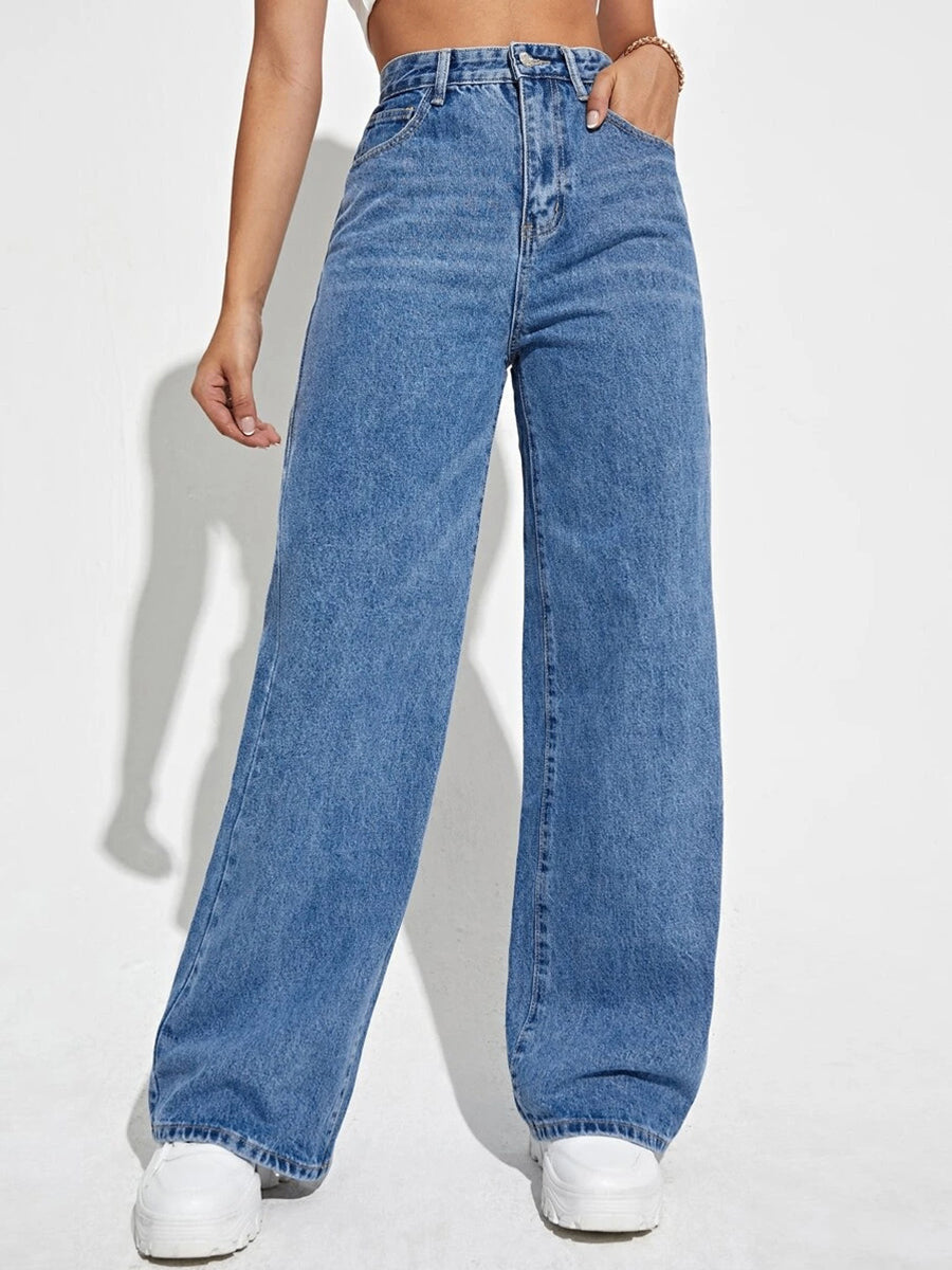High Waist Straight Leg Jeans