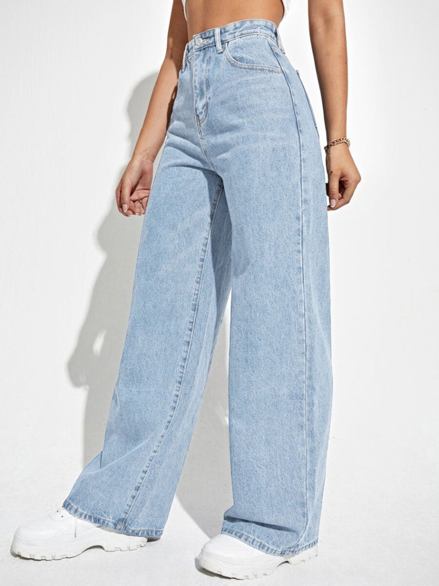 High Waist Straight Leg Jeans