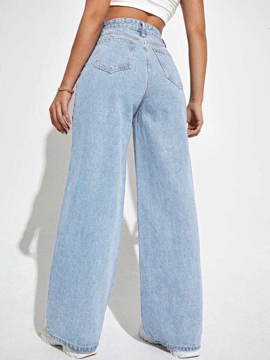 High Waist Straight Leg Jeans