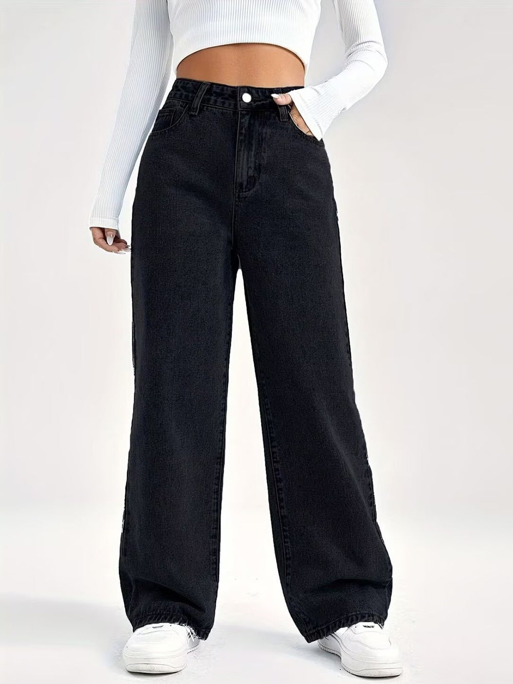 High Waist Straight Leg Jeans